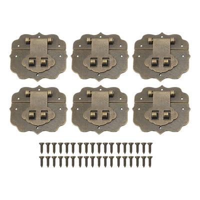 6er Set Schmuckkasten Verschlussriegel 2 Löcher Retro Antik Dekorativ für Holzkiste mit Schrauben L