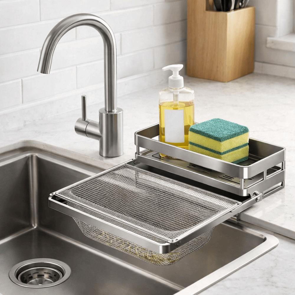 Large Capacity Self-Draining Sink Shelf Moisture-proof Soap Sponge Holder Bathroom