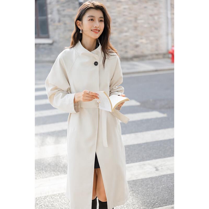Mokaona Women's Elegant Mid-Length Long-Sleeve Trench Coat MKNJD3888