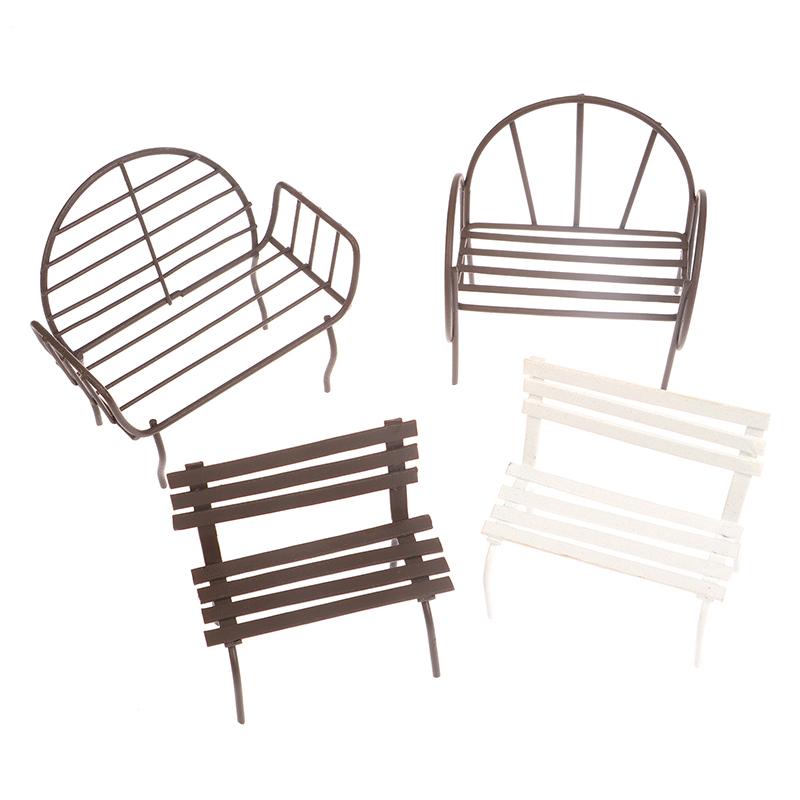 1/12 Dollhouse Mini Park Bench Recliner Lounge Chair Model Dollhouse Fairy Garden Decoration Micro Landscape Ornaments