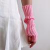 Long Fingerless Gloves Knitted Arm Sleeves Stretchy Arm Cover Thumb Hole Mittens