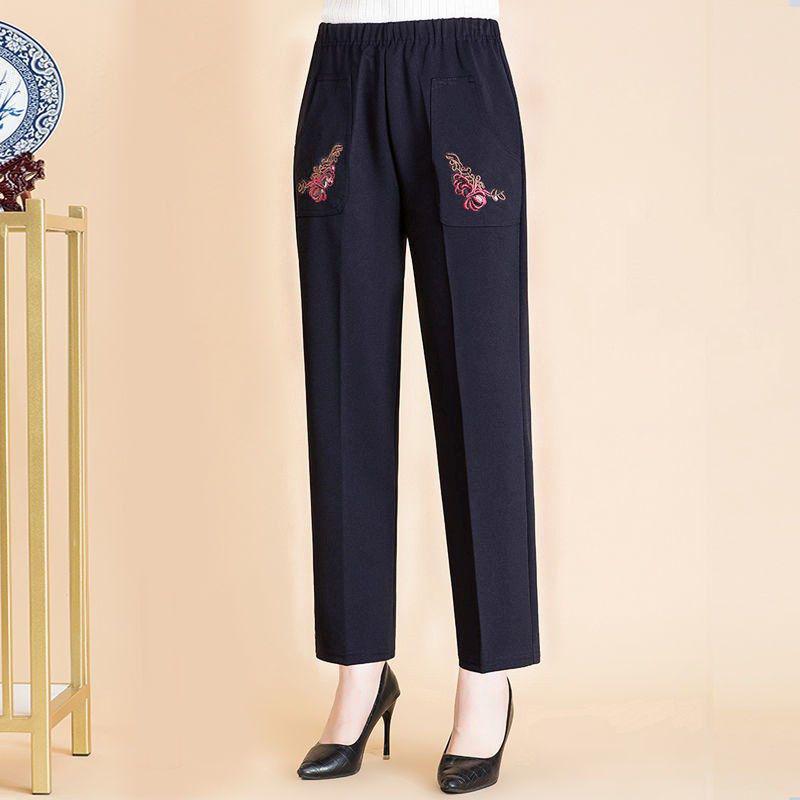 

Mom s High-Waisted Straight-Leg Pants for Middle-Aged and Elderly Women - Thick, Loose Fit Grandma Pants for Spring and Autumn. L (80-95 Jin)