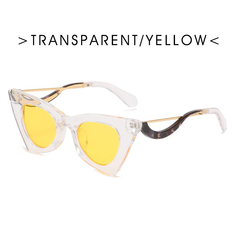 Angular Cat's Eye Sunglasses Trendy Cat Eye Sunglasses Female Personality Curved Mirror Legs Fashion Model Sunglasses