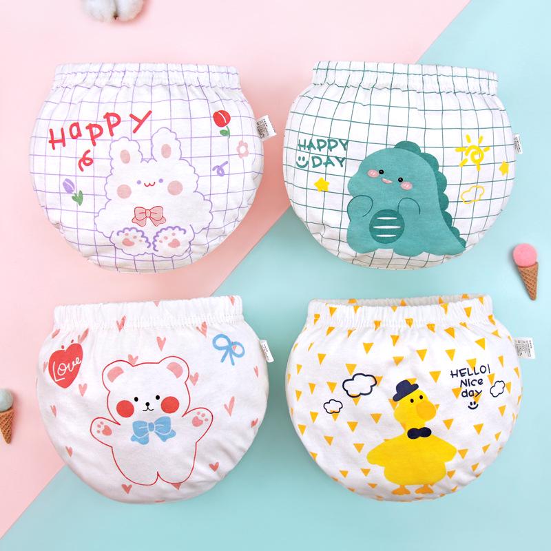 2024 Korean Style Cartoon Print Underwear Shorts for Baby Boys and Girls - Four Seasons Collection