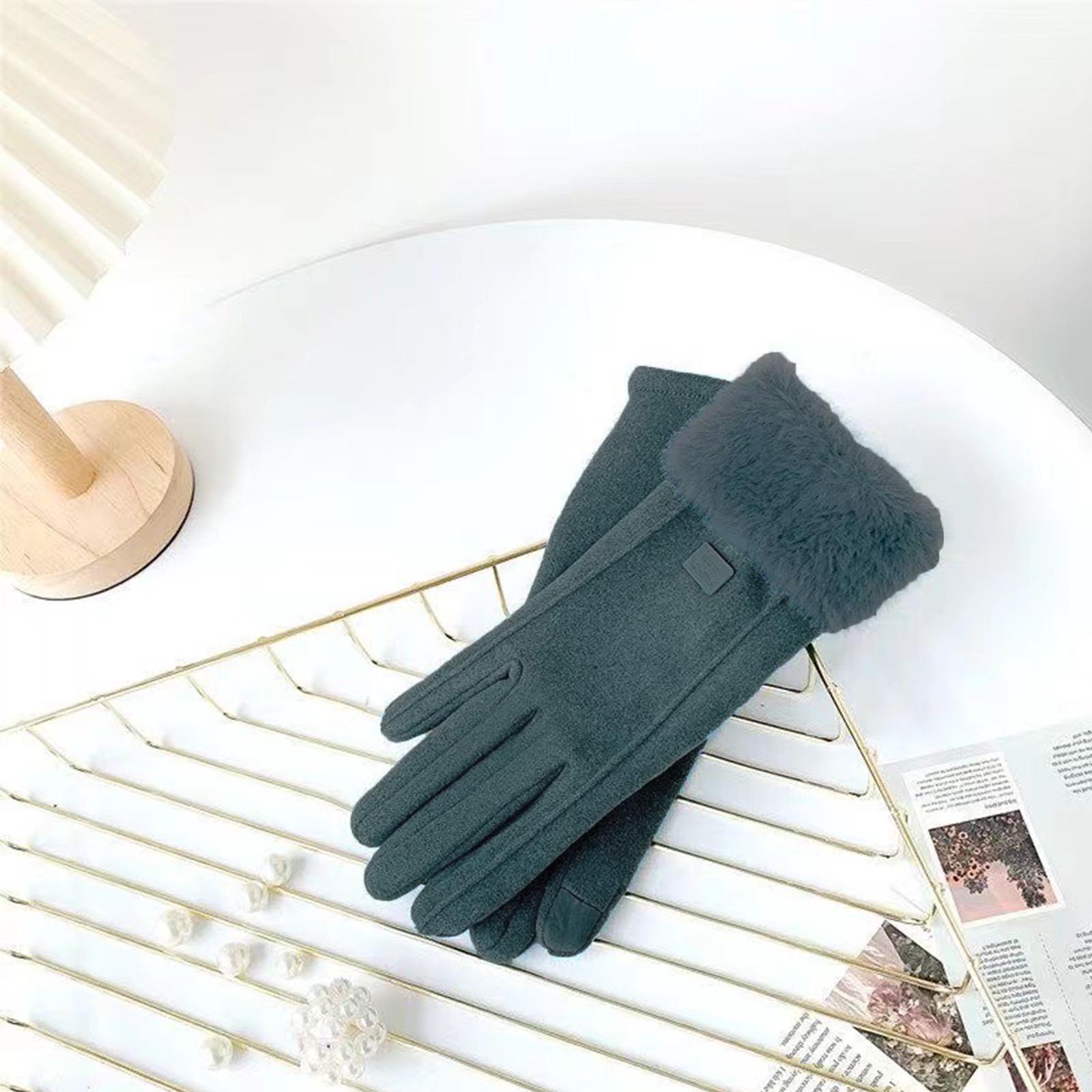 

Warm Winter Gloves Velvet Letter Gloves New Plush Gloves Women, Faux Elastic Warm Gloves For Cold Weather One Size