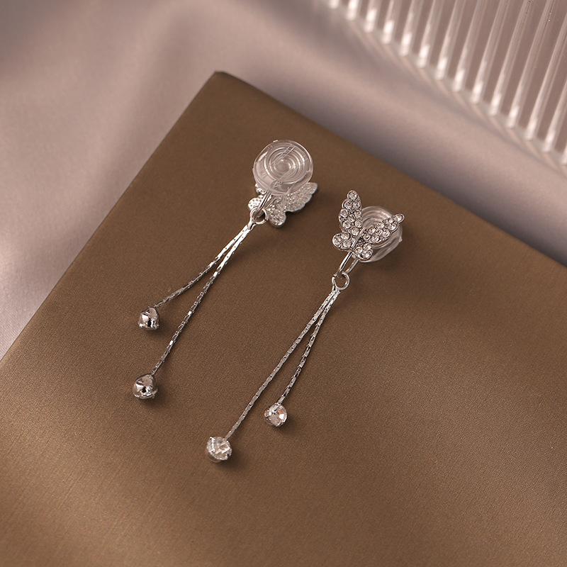 CopperButterfly tassel studded diamond earrings, female niche design accessories, earrings, new fashion, light luxury feeling