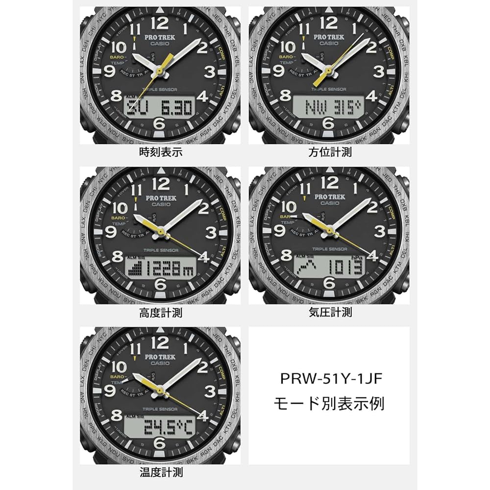 Hodinky Casio Pro Trek [Oficiální japonský produkt] Climber Line Rádio-kontrolované solární hodinky Vyrobeno z bioplastu PRW-51Y-1JF Pánské černé