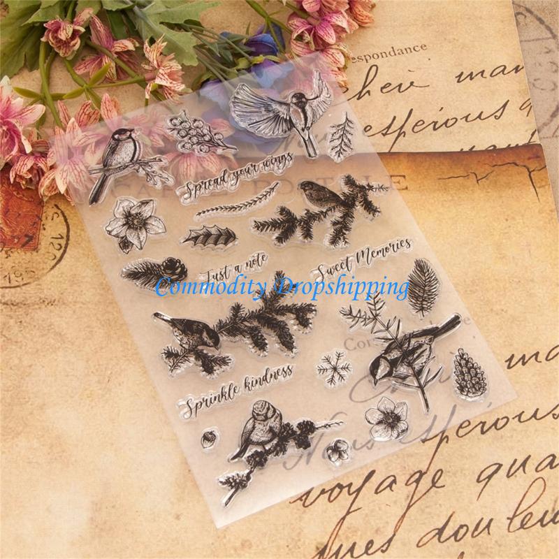 Y5JC Winter Birds Silicone Clear Seal Stamp DIY Scrapbooking Embossing Photo Album China Mainland