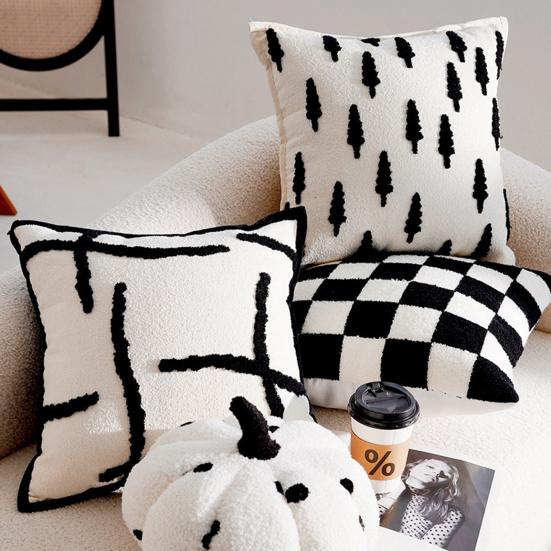 Throw Pillowcase with Hidden Zipper PP Cotton Filling Contrast Color Office Couch