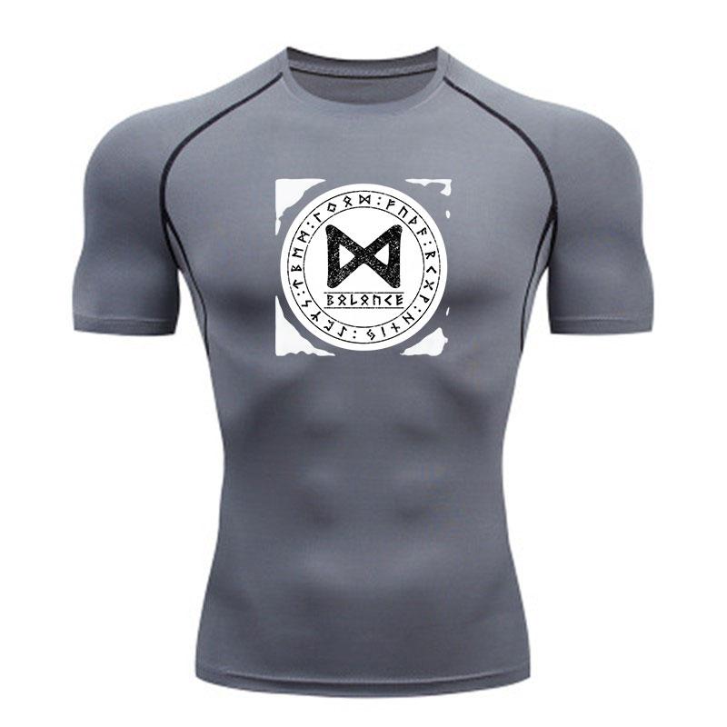 Men's Compression Fitness Sport T-Shirt, Rune Balance Print