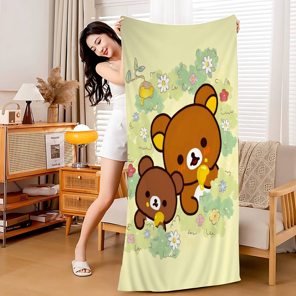 

Japan Cute Cartoon R-ilakkuma Beach Towel Colorful Bath Towels For Girl Microfiber Quick Dry Sand Free Beach Yoga Gym W30*H60(CM)