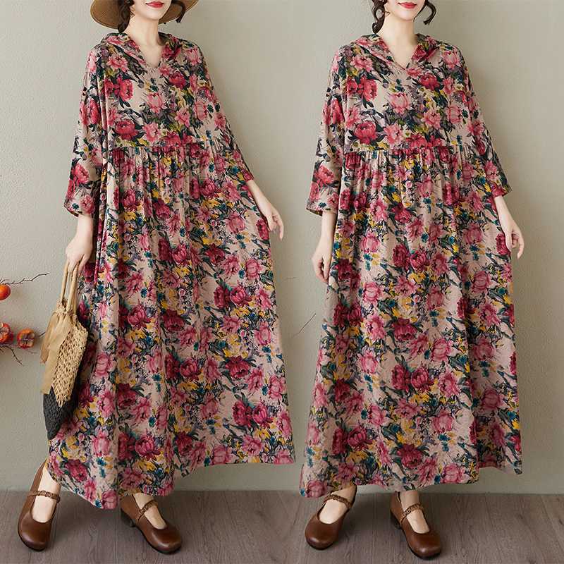 Summer Hooded Printed Dress