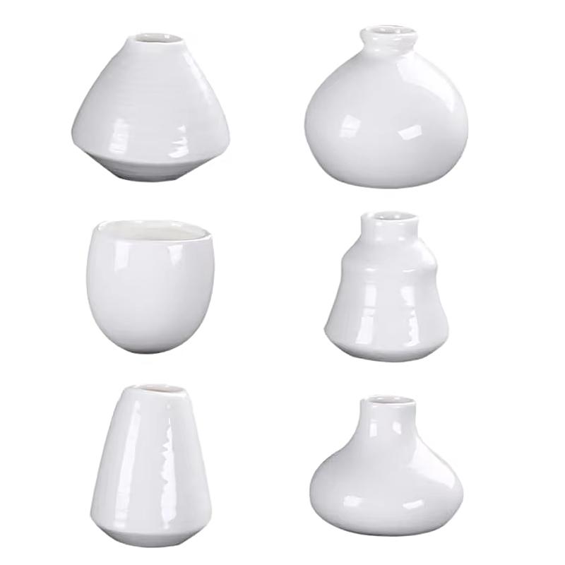 6 szt./zestaw Doniczka Magnetyczna Artykuły Gospodarstwa Domowego Mini Wazon Naklejka na Lodówkę Biała Porcelana Magnetyczny Wazon 3D Bez Roślin