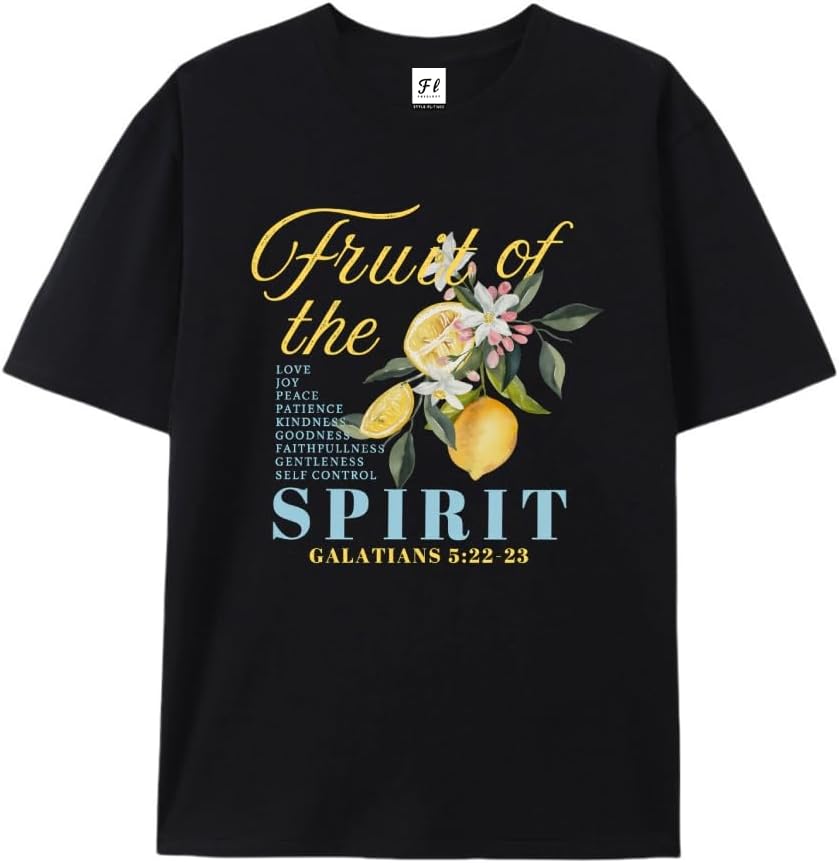 

Fruit of The Spirit Shirt, Vintage Lemon Bible Verse tee, Christian Faith Quote Design, Youth Group Church Tshirt, Preppy Religious Sublimation 5XL різнокольоровий