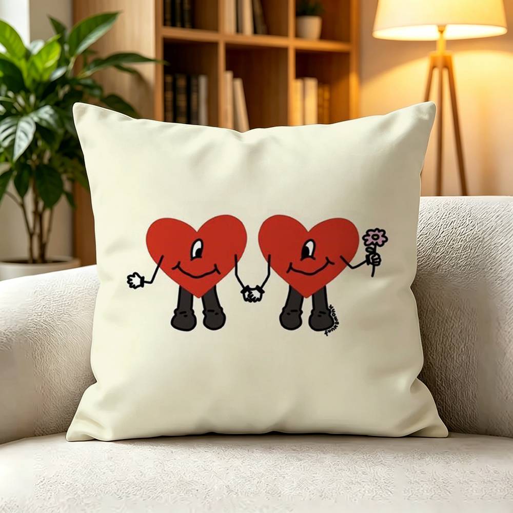 BBad Bunny Reggaeton Rapper Square DoubleSided Printed Pillow Case Bedroom Bedside Pillow Sofa Cushion Cover