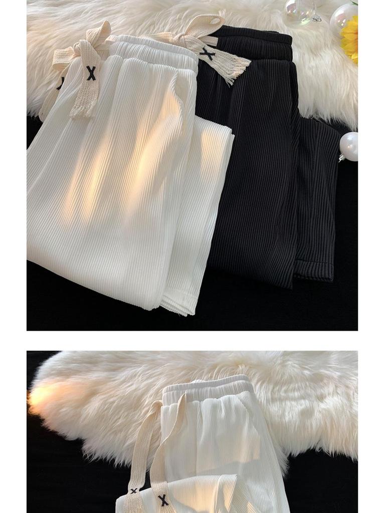 Women's Corduroy Straight-Leg Trousers - Plus Size, Slim, Wide-Leg, Casual, Ideal for Spring and Autumn.