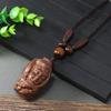 Hand-carved mahogany necklace retro femininity long autumn and winter sweater chain cotton and linen accessories