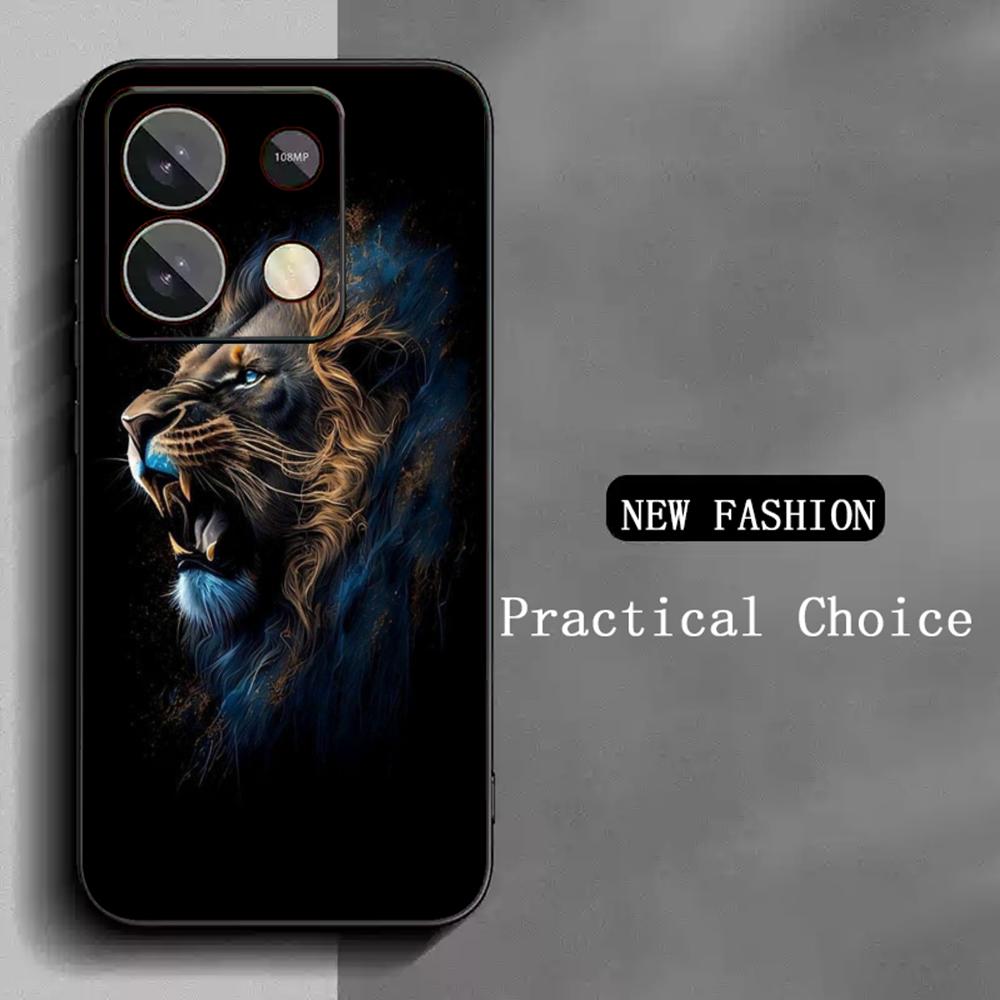 Cool king lion fashion design Phone Case For Redmi Note 14 13 12 11 Pro Plus S 5G 14C A3 Soft Black Phone Cover