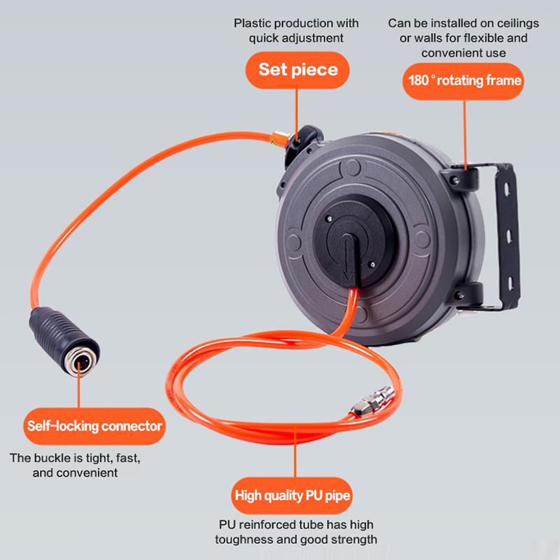 Geri Çekilebilir Hava Hortumu Makarası Otomatik Geri Çekilebilir Kompakt Hava Kolay Kurulum Araba Yıkama Bahçe Sulama Su Hortumu Tutucu İçin