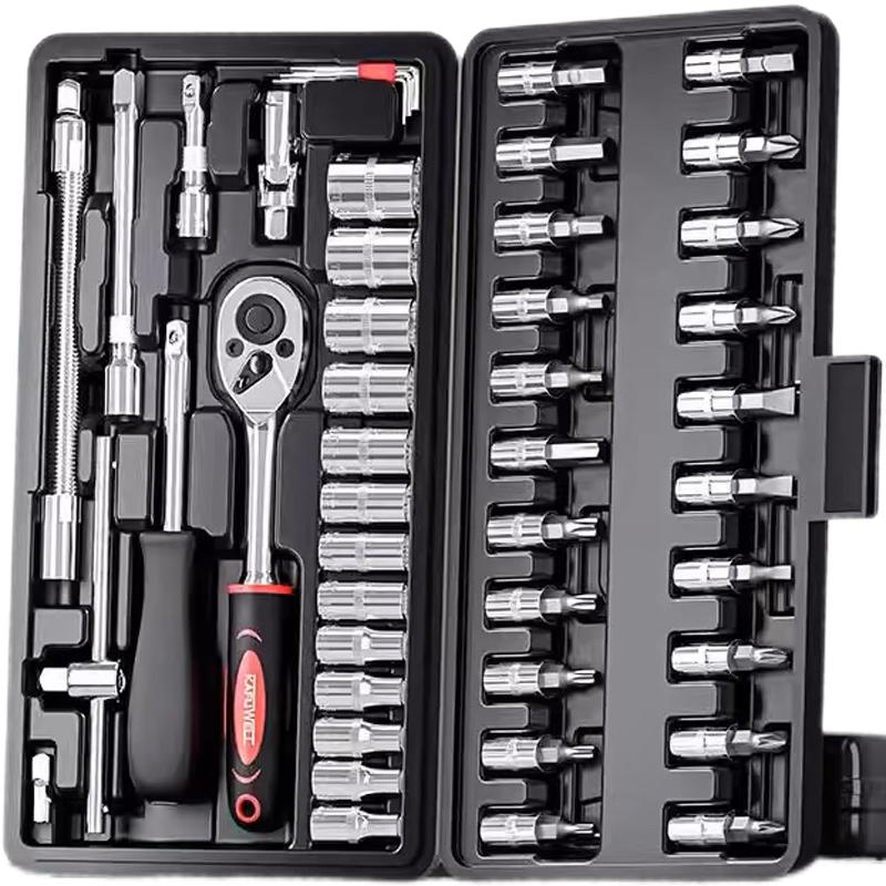 45PCS Ratchet Wrench Set Auto Repair Tool Kit with Sockets Screwdrivers for Home Car Maintenance