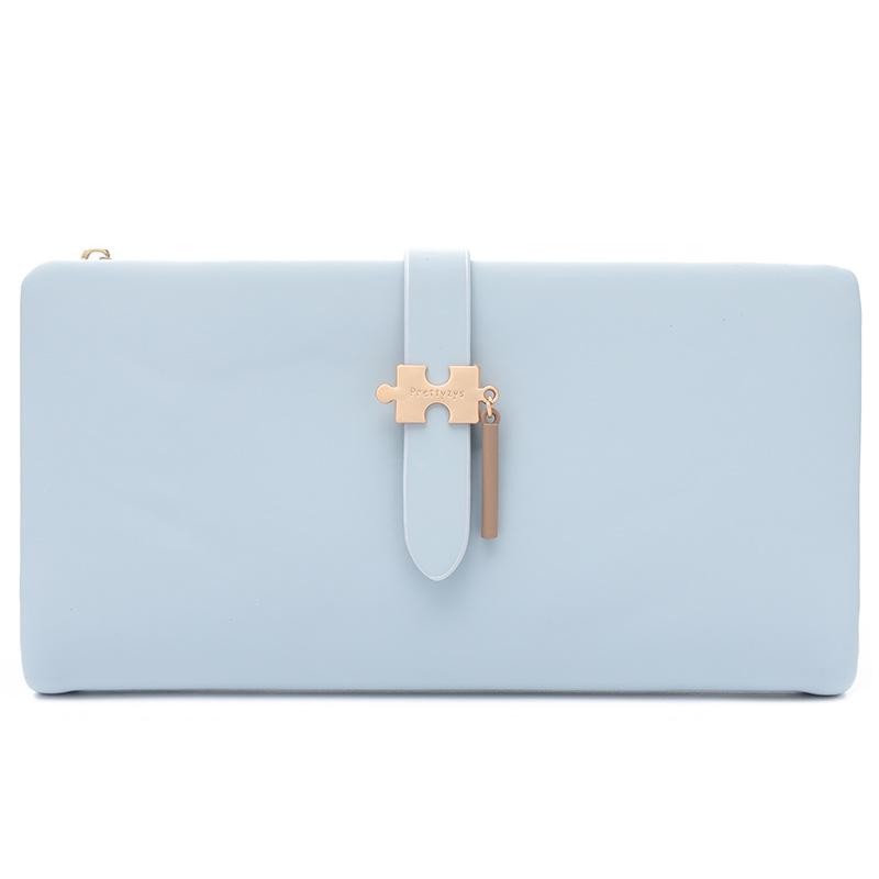 

Женский длинный кошелек, маленький, из свежей искусственной кожи, однотонный, на молнии, женская складная сумка синий