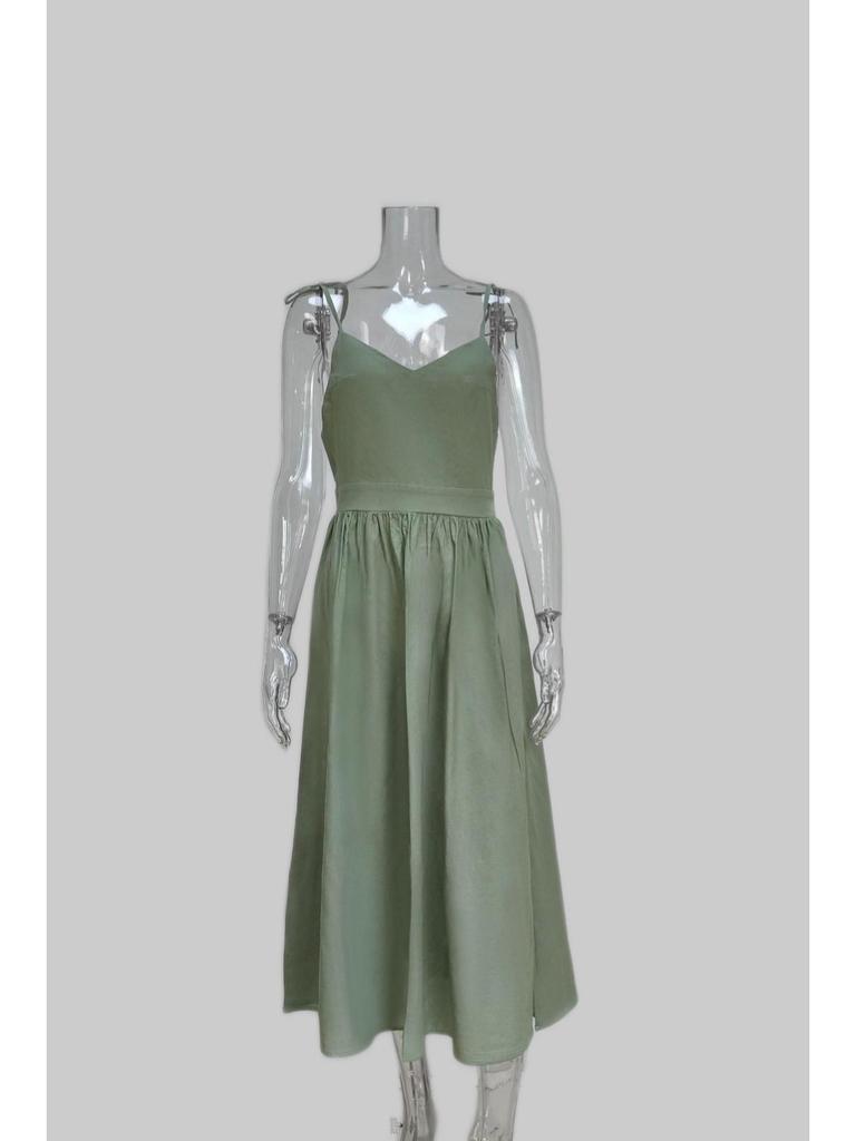 2025 Damen Elegantes Rückenfreies V-Ausschnitt Hochtailliertes Kleid im Mori-Stil