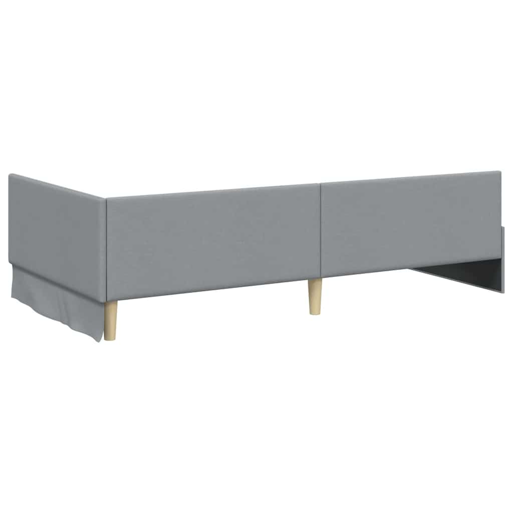 L Shaped Bed Frame with Headboard Light Gray 31.5 X 78.7 (80 Cm X 200 Cm) Fabric