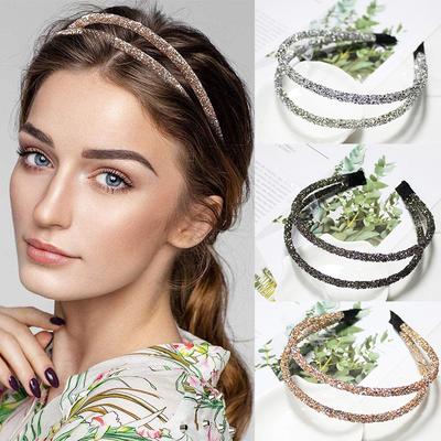 Lystrfac Glitzer Strass Stirnbänder Mode Doppelreihe Haarreifen für Frauen Mädchen Damen Braut Hochzeit Haarschmuck