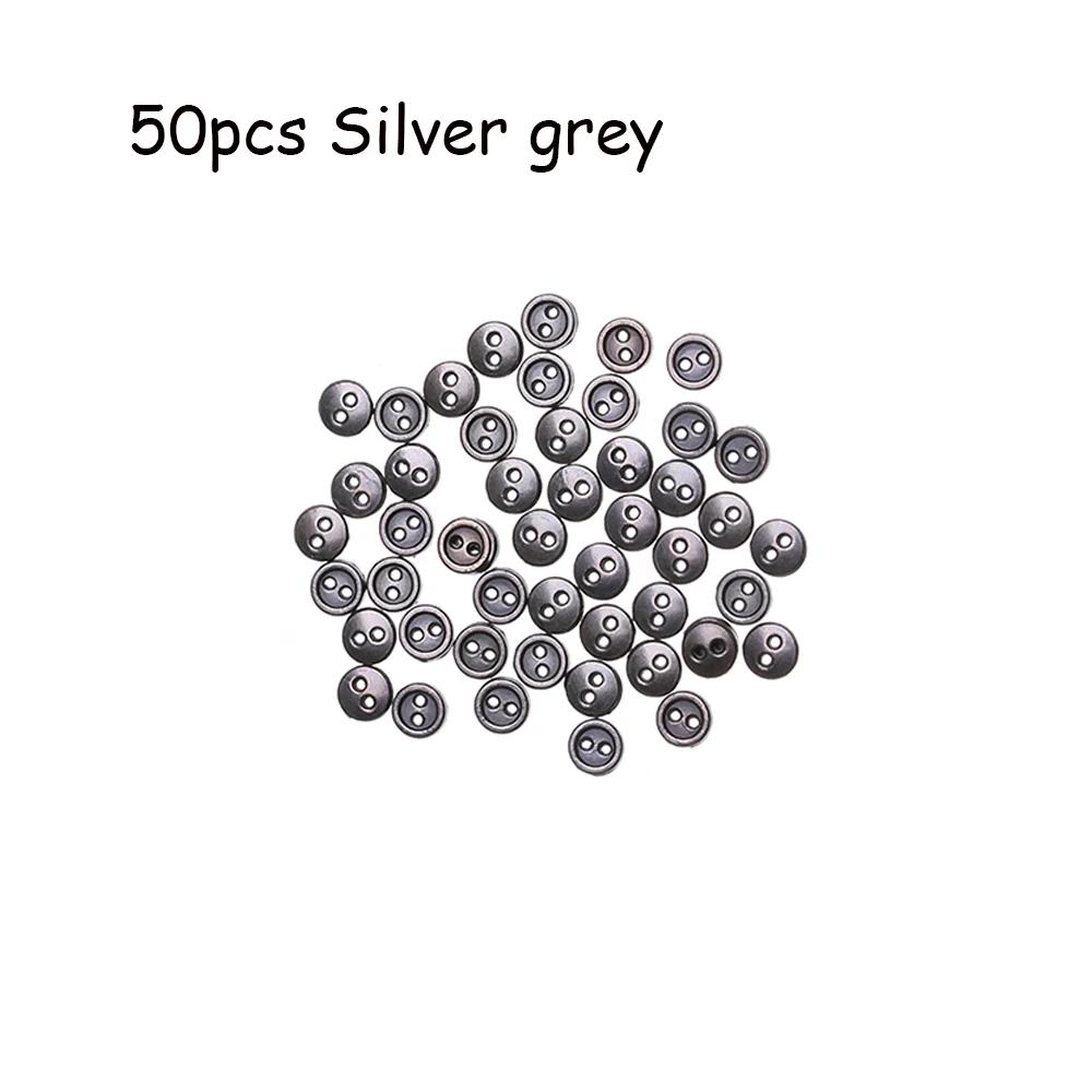 50Pcs 3mm/4mm Handmade Mini Metal Buttons DIY Doll Clothing Sewing Round 2-Holes Flatback Buttons Scrapbooking Accessories