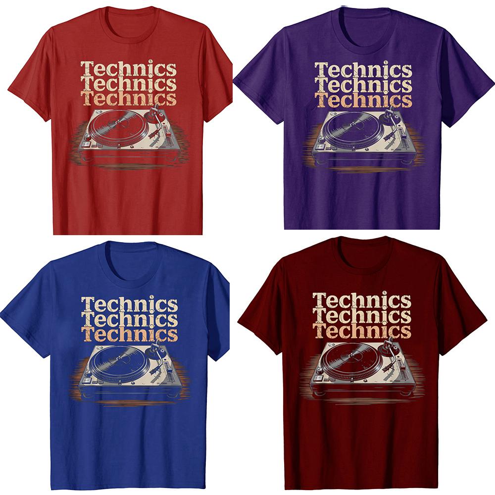 Vintage Turntable Old School DJ Music Tshirts Men Womens Fashion Casual Tshirt 100 Cotton Loose Oversized T Shirt Summer