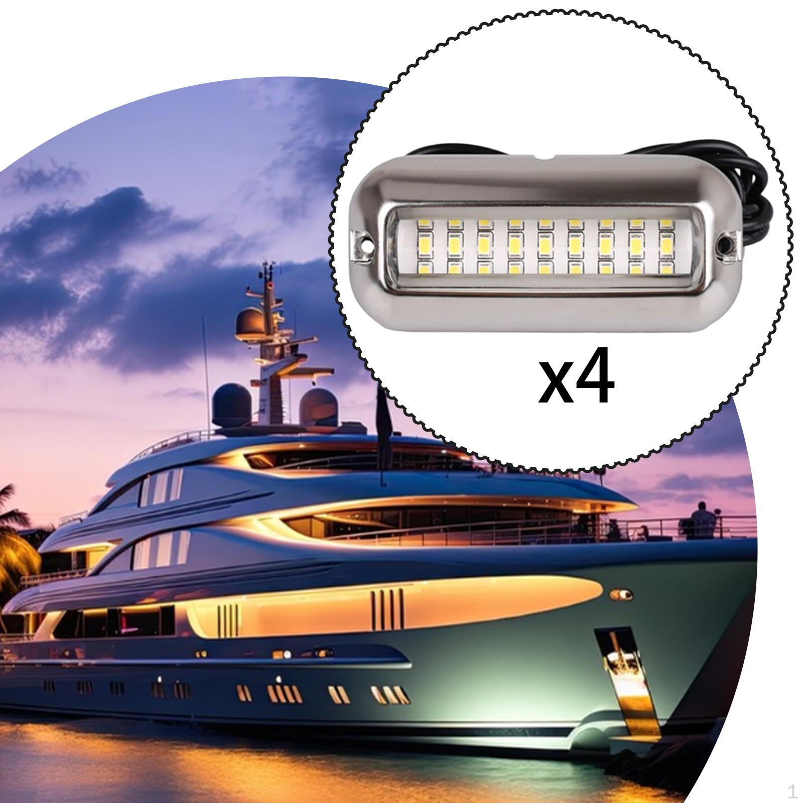 4 Pieces Boat Transom Lights Marine Light Clear Len,Stainless Steel Underwater for Sailboat