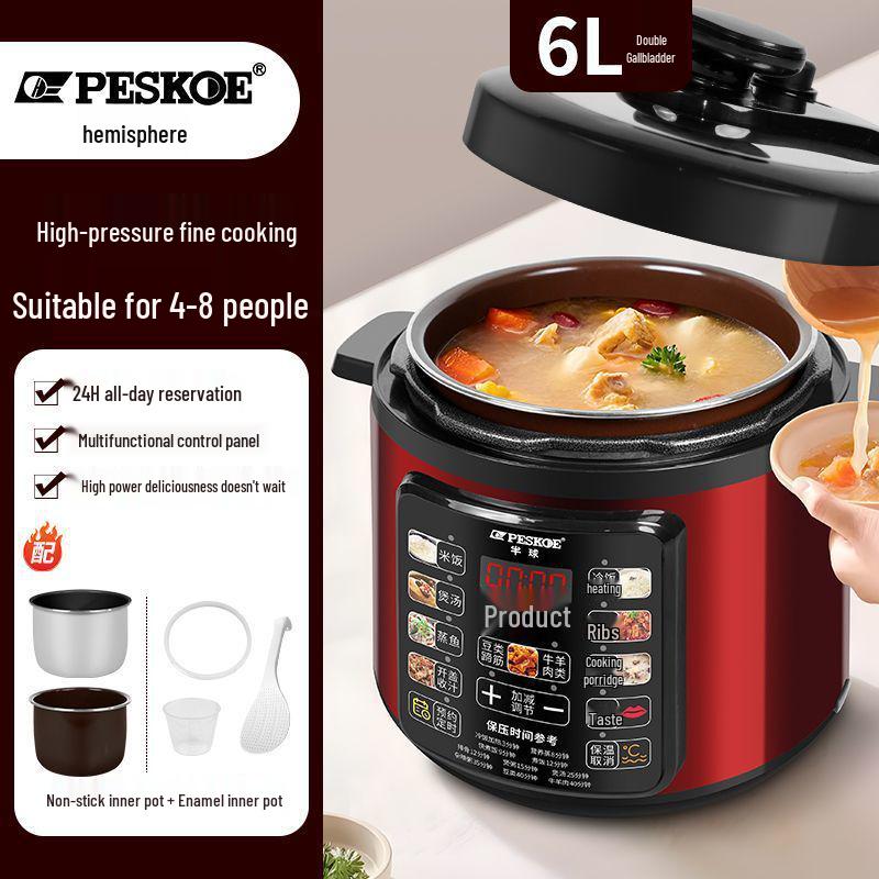 Smart Multifunction Electric Pressure Cooker - Double Pot, Large Capacity, Automatic, High-Pressure Rice & Porridge Cooker