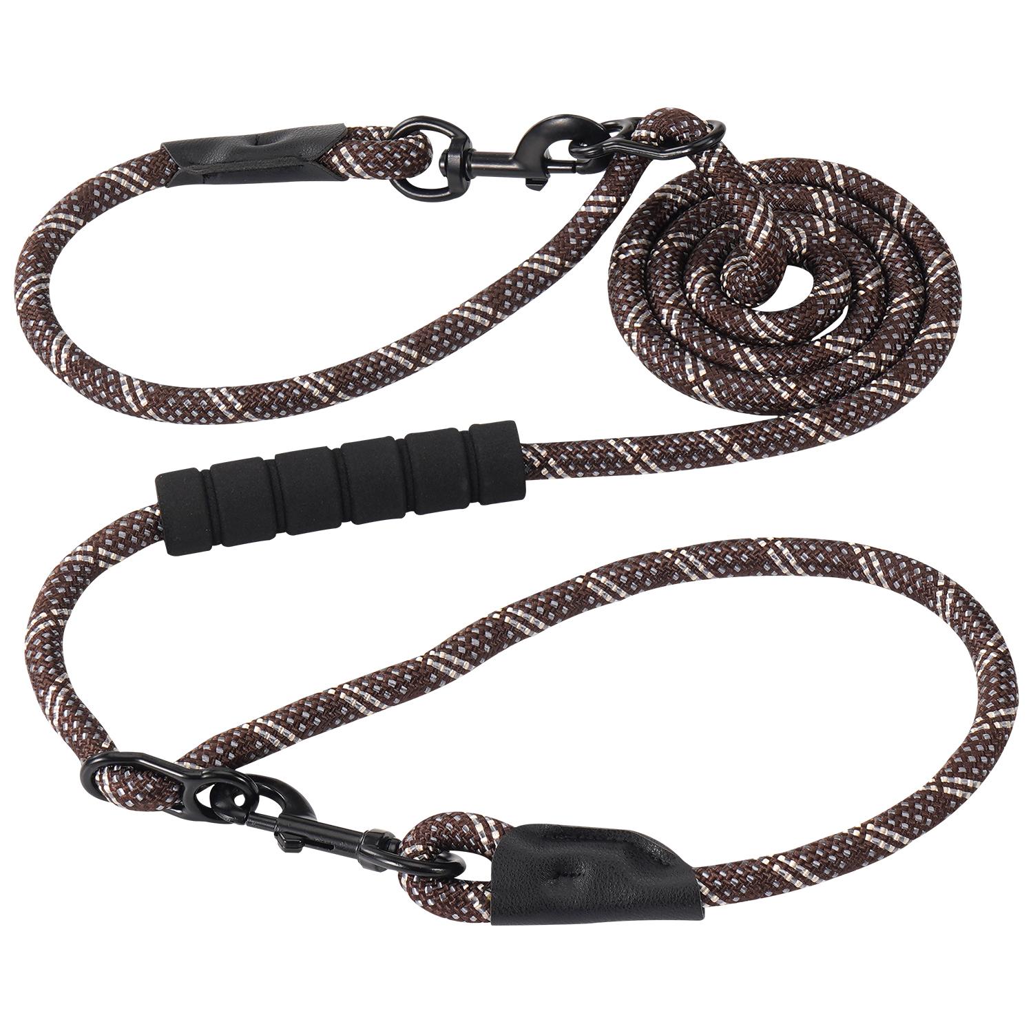 

Versatile Heavy Duty Dog Leash with Padded Handle Easy Converted to Double Leashes 7.5 FT Hands Free Cross-Body кавовий