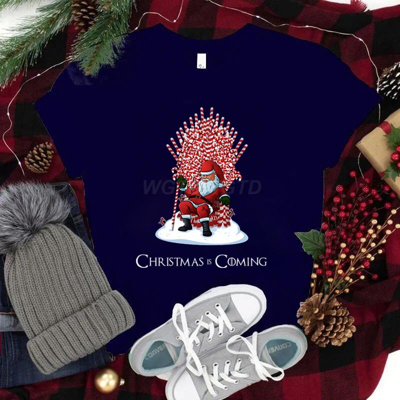 Mens Tshirts Christmas Is Coming Santa Fashion Streetwear Clothes Xmas Gift for Men Fashion Funny Christmas Is Coming Shirts S