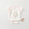 Newborn Baby Cotton Short Sleeve Romper - Triangle Crawling Suit, Lightweight, Snap Crotch, Class A.
