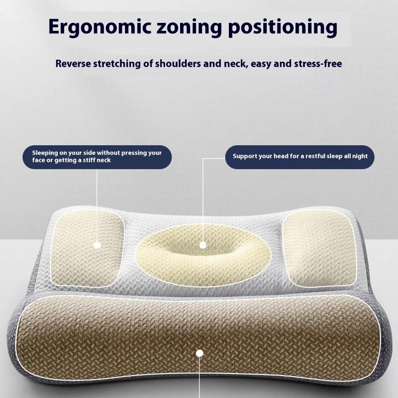 Orthopädisches Kissen zur Unterstützung der Halswirbelsäule und als Schlafhilfe, Zoniertes Design mit umgekehrter Traktion, Strickkern aus Sojafaser, für Zuhause/Wohnheim