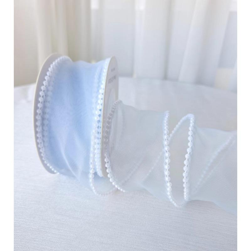 10 yards Rotolo di nastro di organza di colore pieno con bordo ondulato a coda di pesce per bouquet di fiori, regali, confezioni, decorazioni per feste di nozze