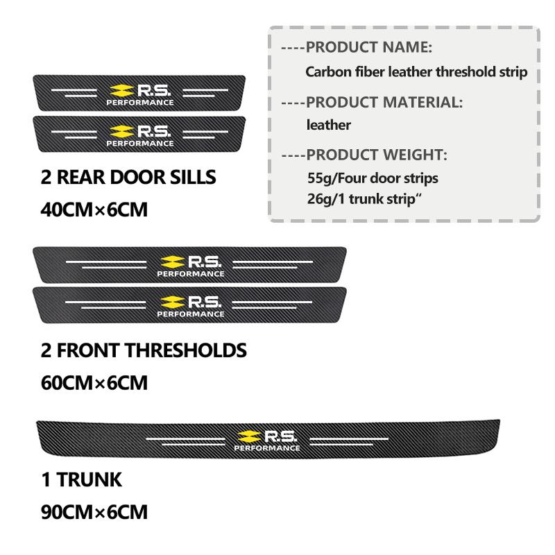 4pcs Carbon Fiber Car Sticker Door Threshold Waterproof Decal For Renault Clio Dacia RS Megan Scenic Logan Laguna Kadjar Duster R111
