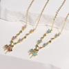 Flower Bow Necklace Pendant Shiny Pendant Chain Delicate Bowknot Rhinestone Necklace  Holiday