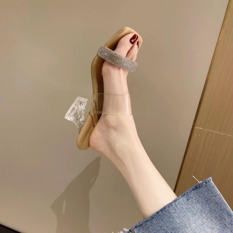 

Туфли с квадратным носком и водными бриллиантами Прозрачные Сексуальные Женские Босоножки Босоножки на Высоком Каблуке Хрустальные Туфли-Лодочки летние новые Zapatos 39