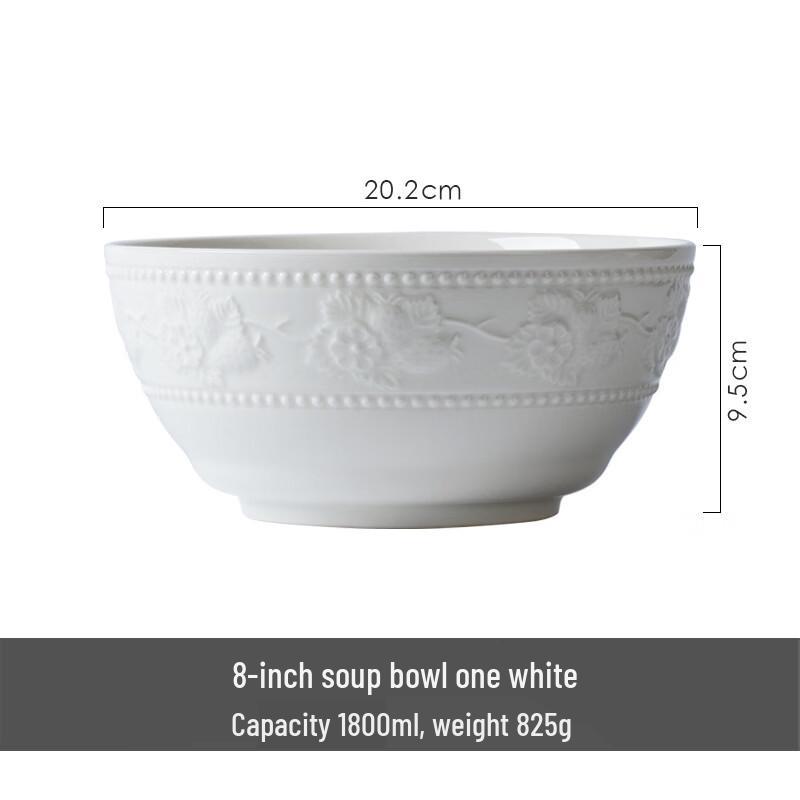 Wuhe Classic Embossed Ceramic Soup Bowl