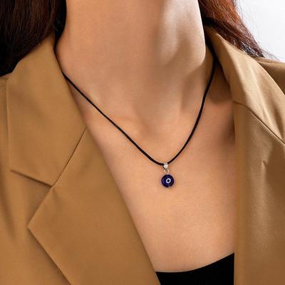 New Korean Personality Simple Blue Devil's Eye Pendant Necklace for Women Jewelry Minority Trendy Halloween Versatile Daily Items Bijoux