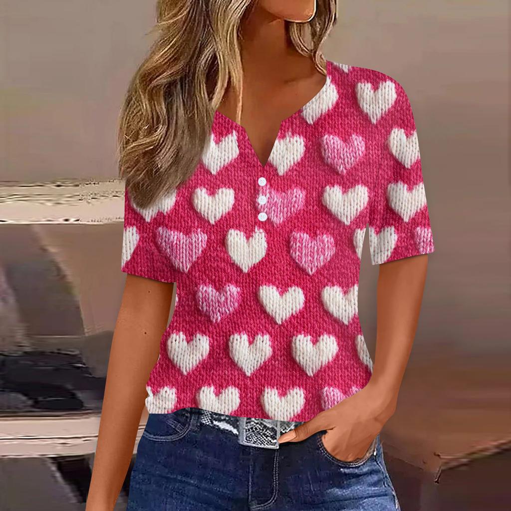 Damen T-Shirt Tee Print Knopf Kurzarm Täglich Wochenende Mode Basic V-Ausschnitt Reguläres Oberteil St. Patrick's Day