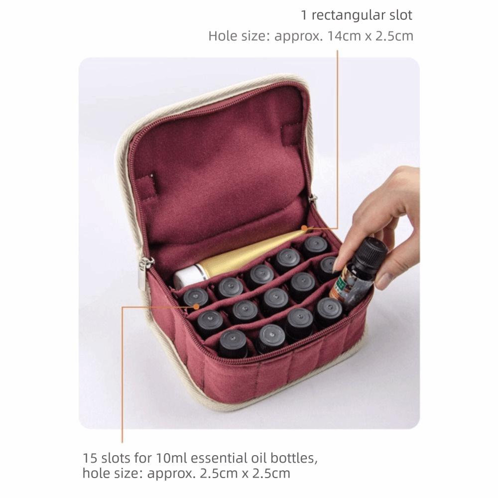 16 Slots Essential Oil Storage Bag Large Capacity Portable Lipstick Organizer Moisture-proof Zipper Closure