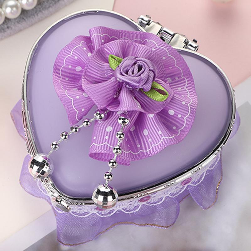 Heart-Shaped Creative Jewelry Box Pink Girls Jewelry Storage Box Student Dormitory Love Heart Mirror Make Up Organizer Box