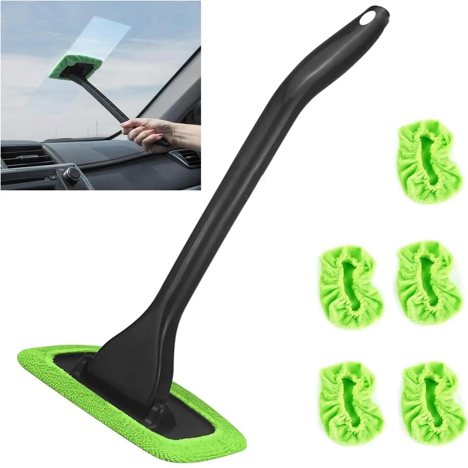 

Windshield Cleaning Tool Windshield Cleaning Rod Automatic Window Cleaner,5 Reusable Cloth Pads for Automotive Interiors зелёный