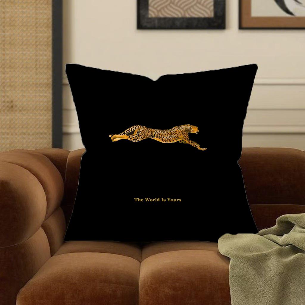 

Leopard-Printed Pillowcases on a SofaSuitable for sofa car bedroom decorative cushion cover pillow cover 16x16Inch