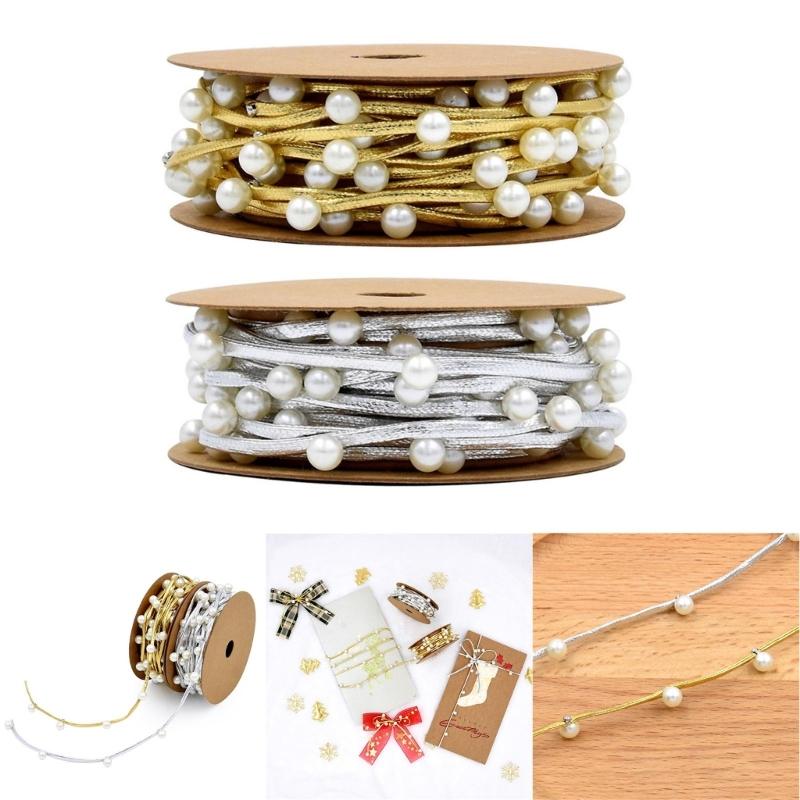 Festive Wrap Rope with Golden/ Silver Beads Christmas Beads Ribbon Perfect for DIY Crafts and Christmas Decorations