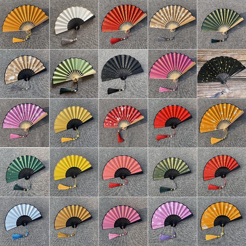 13/16cm Mini Chiński Składany Bambusowy Wachlarz Pusty Ręcznie Robiony Papierowy Wachlarz Antyczny Frędzel Bambusowy Uchwyt Ręczny Dekoracja Imprezowa Ozdoby Prezent