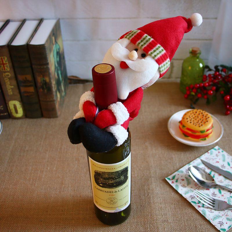 

Christmas Santa Snowman Elf Wine Bottle Cover Table Party Decor Ornaments Xmas Santa Claus